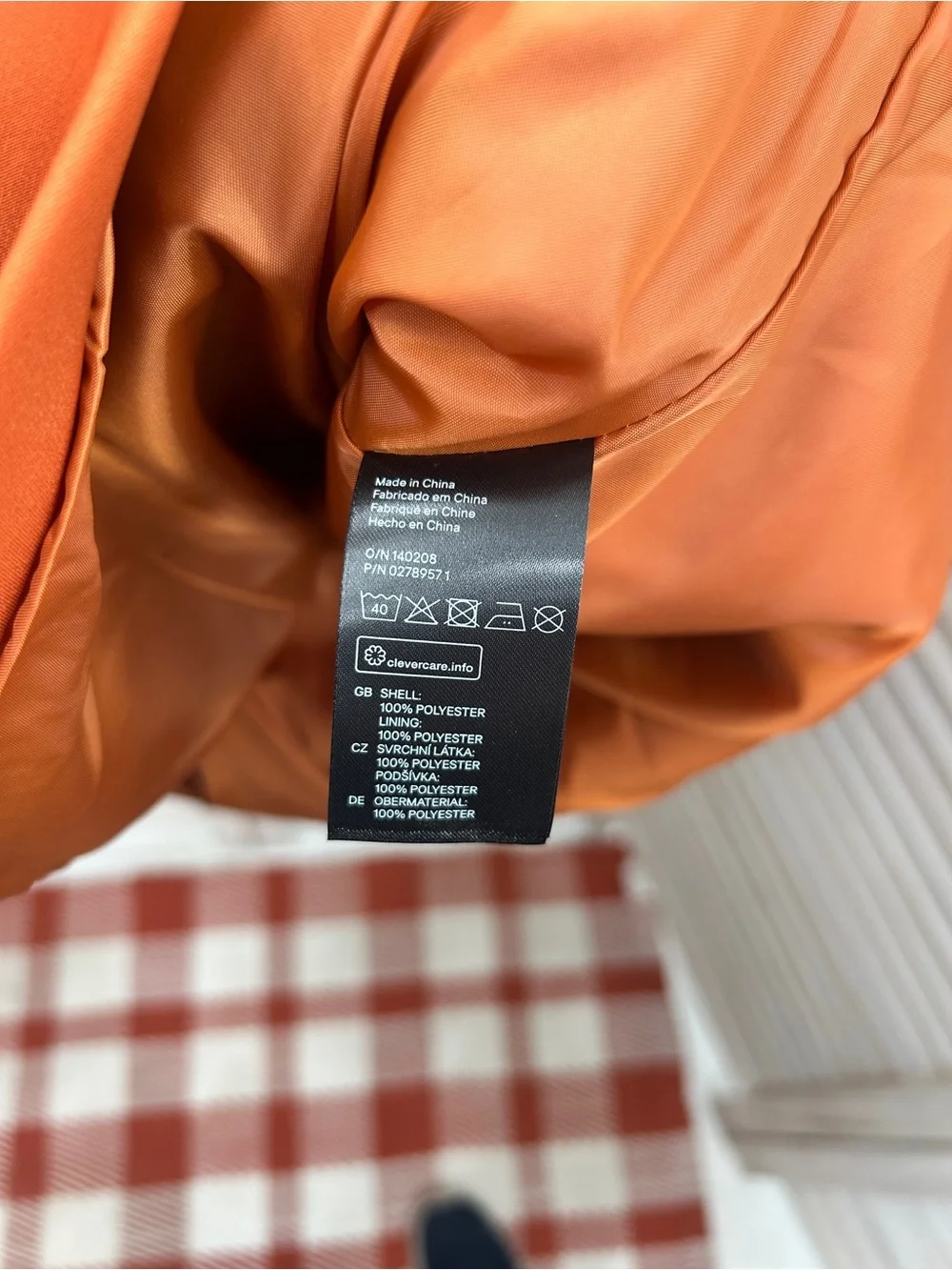 H&M Burnt Orange Scuba Parka Jacket Size 6